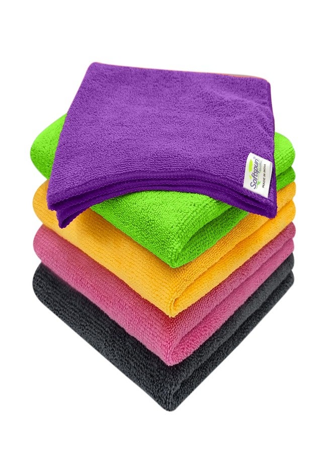 SOFTSPUN Microfiber Cleaning Cloth Set of 5 for Detailing & Polishing 340 GSM, 40 cm x 40 cm, Muticolor - Image 2